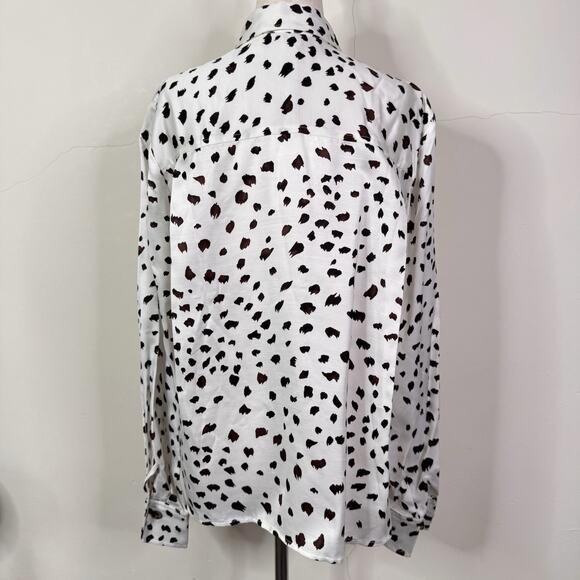 Carolina Herrera Polka Dot Button Down Blouse White Black Viscose Sz 6 NWT - Picture 5 of 11